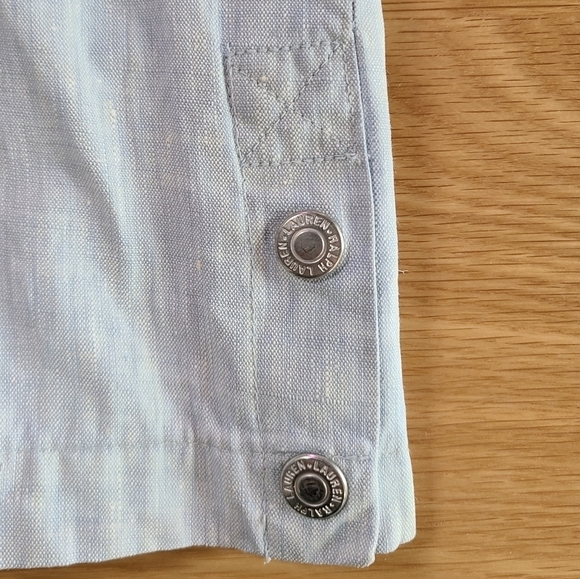 Vintage Lauren Ralph Lauren Oiled Linen Jacket w/ Pastel Plaid Lining - Petite S - Picture 8 of 8